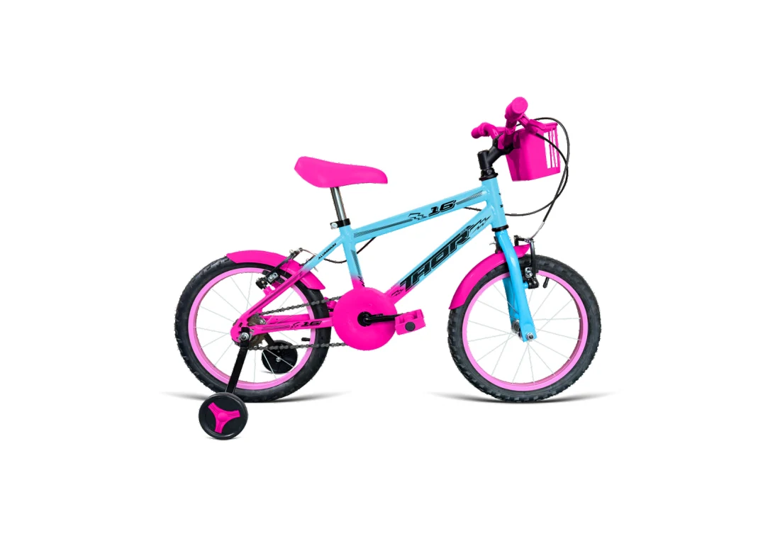 Bicicleta Aro 16 MTB - Azul/Rosa Chiclete - Feminino