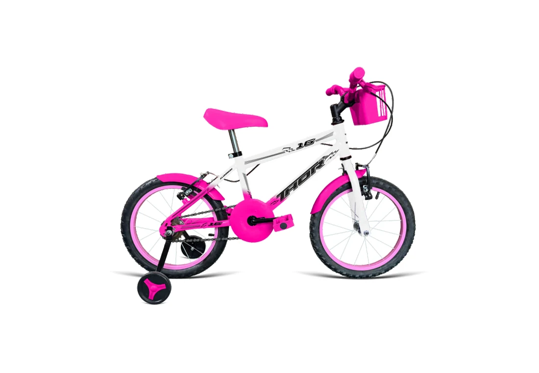 Bicicleta Aro 16 MTB - Branco/Rosa Chiclete - Feminino