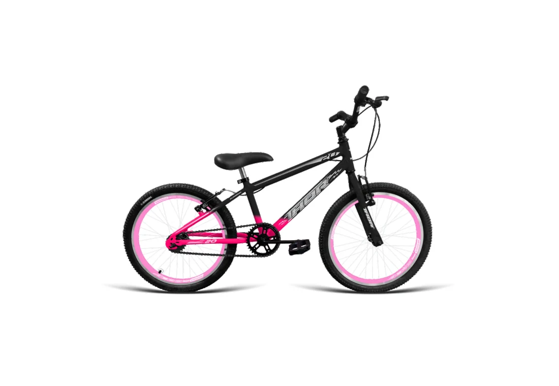 Bicicleta Aro 20 MTB - Preto/Rosa Chiclete - Feminino