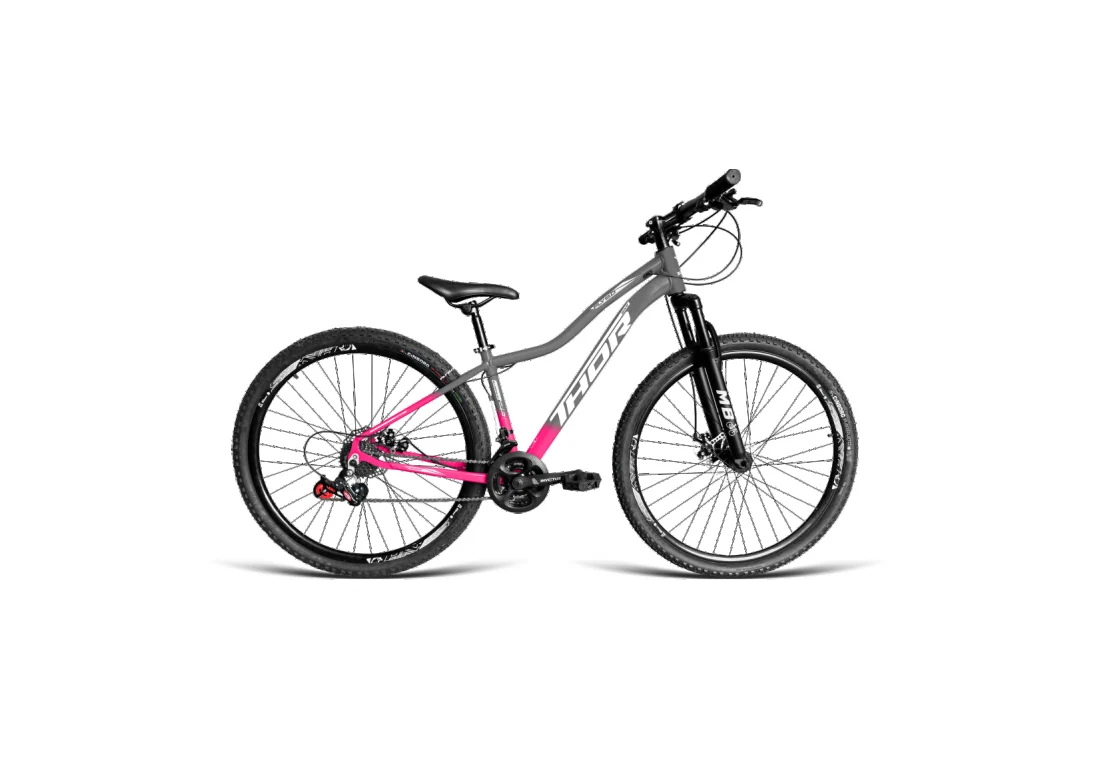 Bicicleta Aro 29 MTB - Cinza/Rosa - Feminino