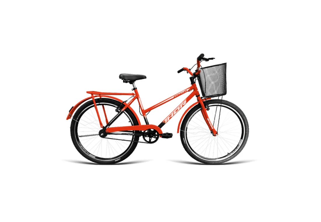 Bicicleta Poti Aro 26 com Cesta - Laranja