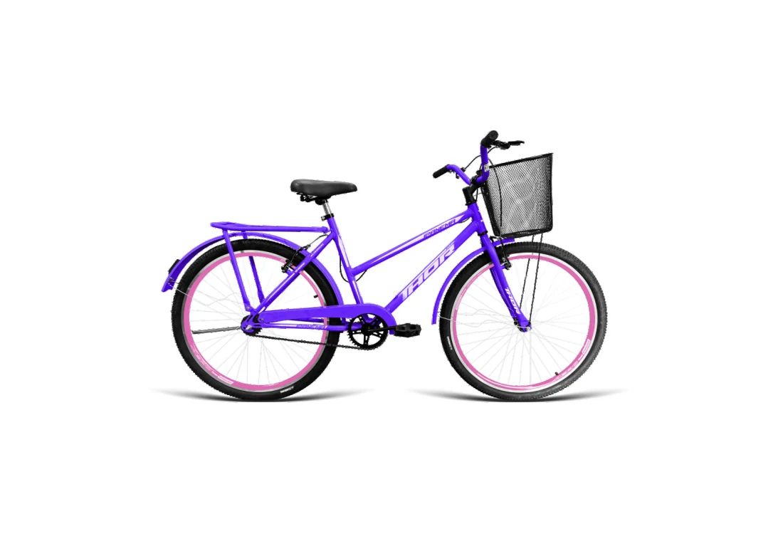 Bicicleta Poti Aro 26 com Cesta - Lilás