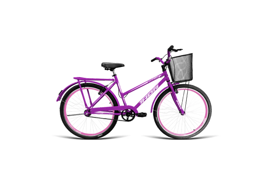 Bicicleta Poti Aro 26 com Cesta - Roxo