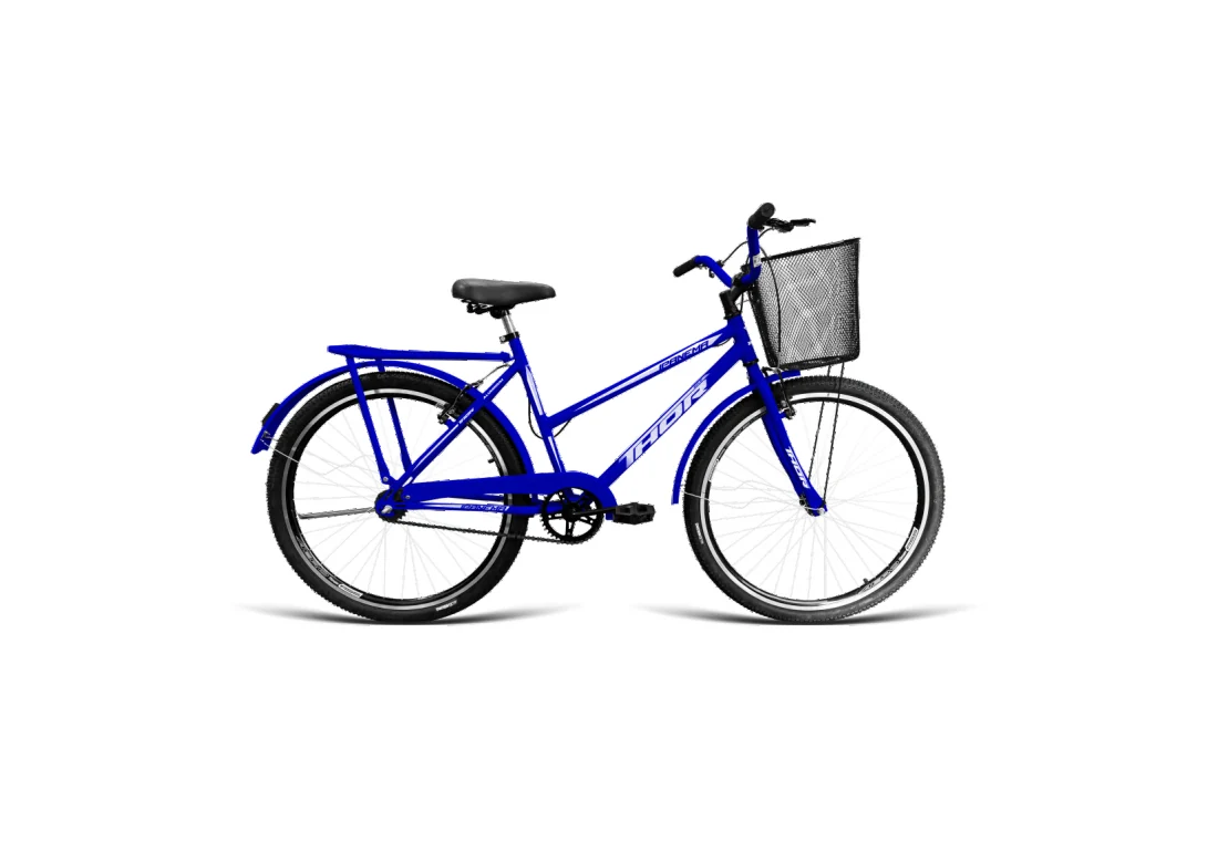 Bicicleta Poti Aro 26 com Cesta - Azul