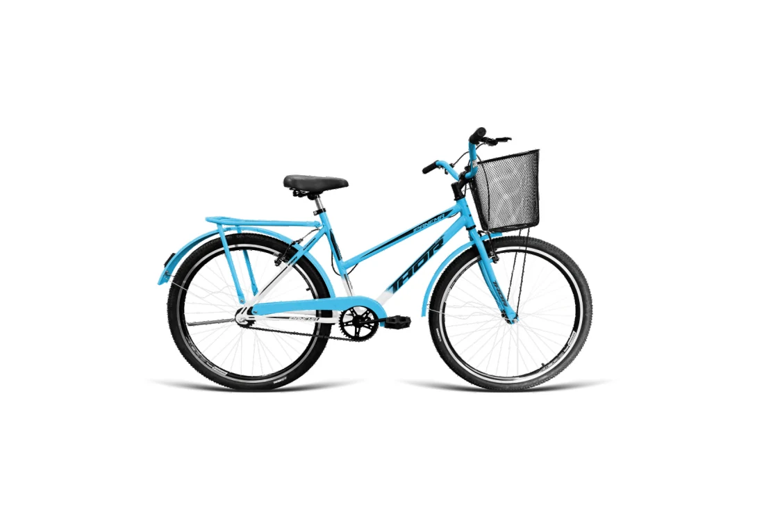 Bicicleta Poti Aro 26 com Cesta - Azul claro