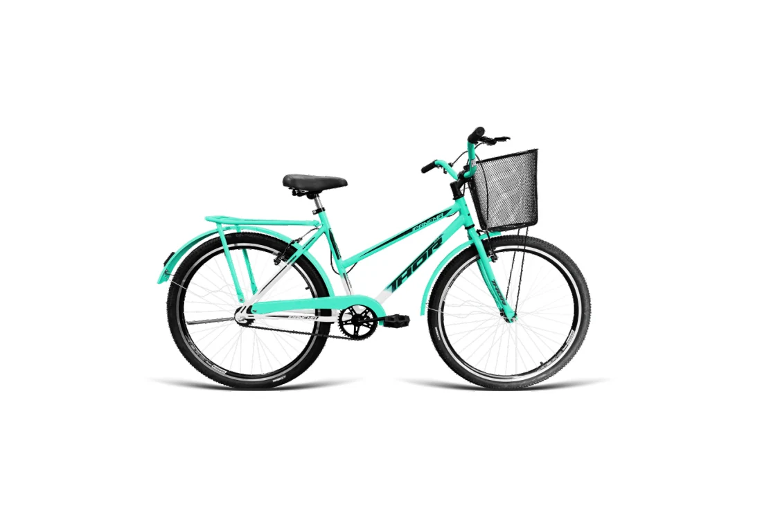 Bicicleta Poti Aro 26 com Cesta - Verde água