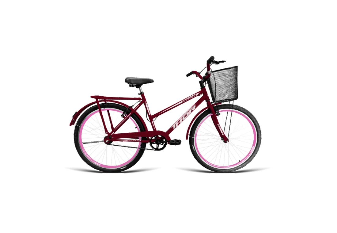 Bicicleta Poti Aro 26 com Cesta - Cereja