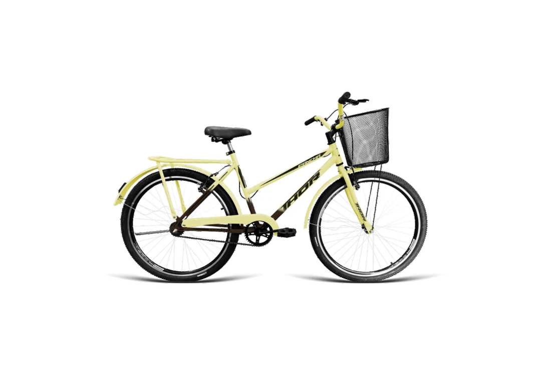 Bicicleta Poti Aro 26 com Cesta - Amarelo