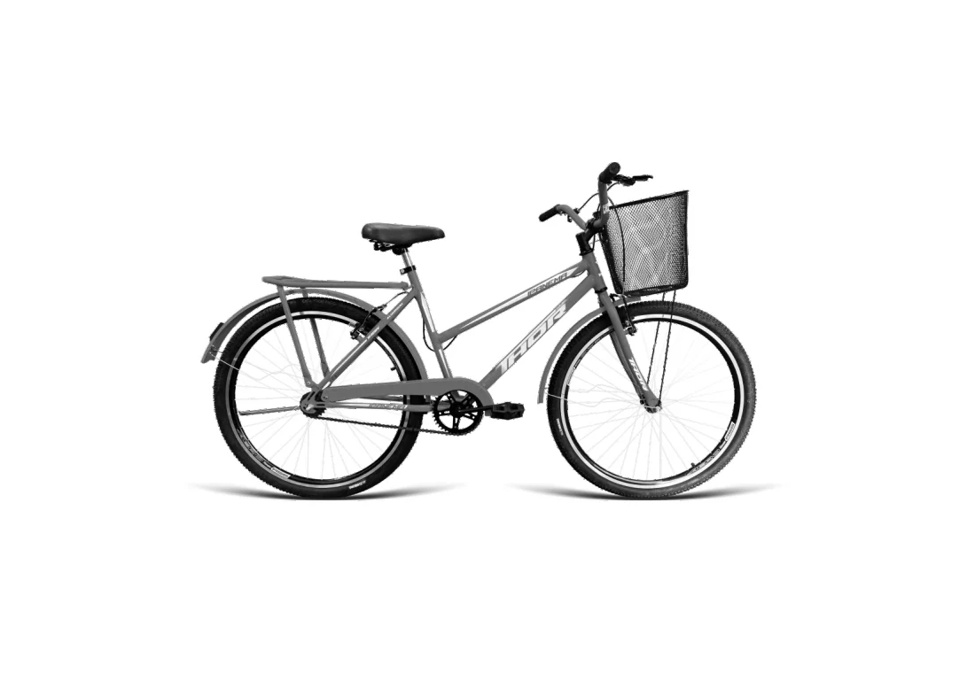 Bicicleta Poti Aro 26 com Cesta - Cinza