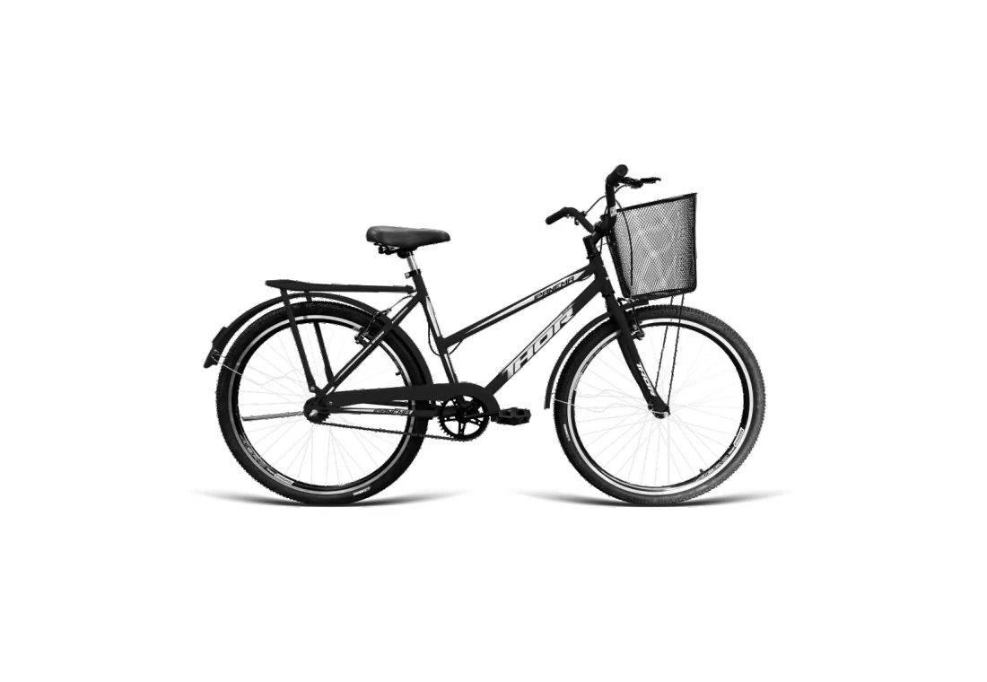 Bicicleta Poti Aro 26 com Cesta - Preto
